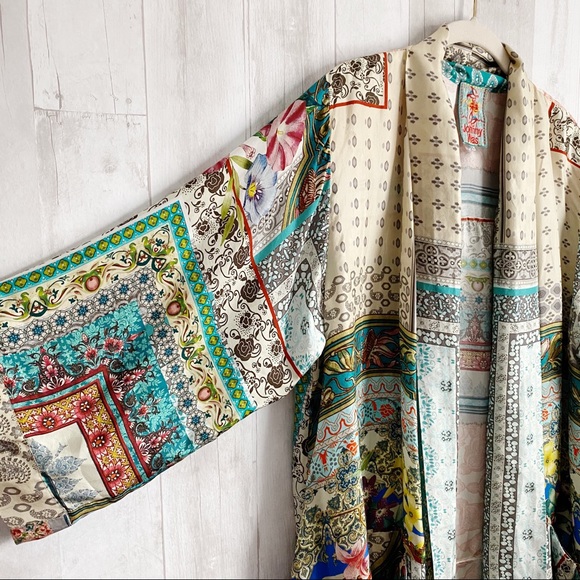[Johnny Was] 100% Silk Samira Frame Boho Kimono - Picture 6 of 8